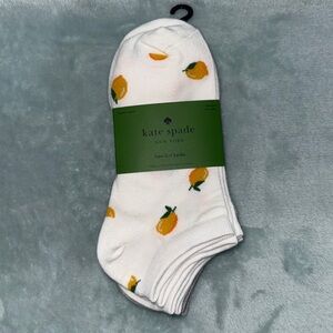 kate spade White Socks with Lemon Pattern, White & Gray